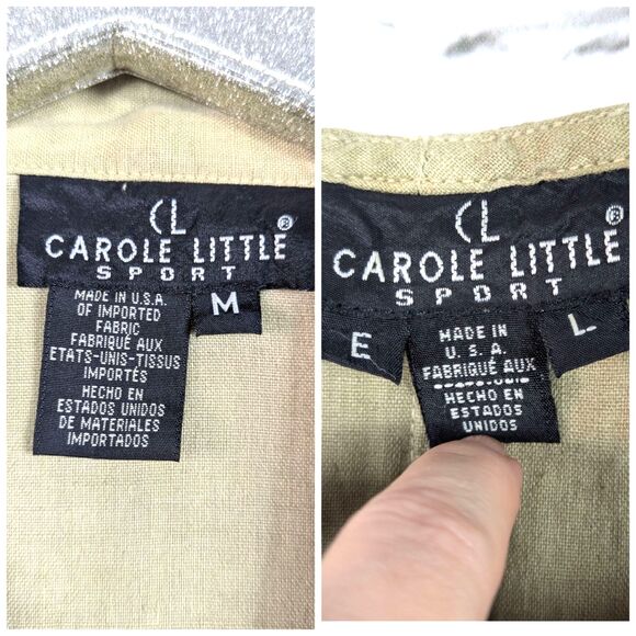 VINTAGE CAROLE LITTLE SPORT Safari Cargo 100% Linen Maxi Dress & Jacket USA M/L - Picture 5 of 9